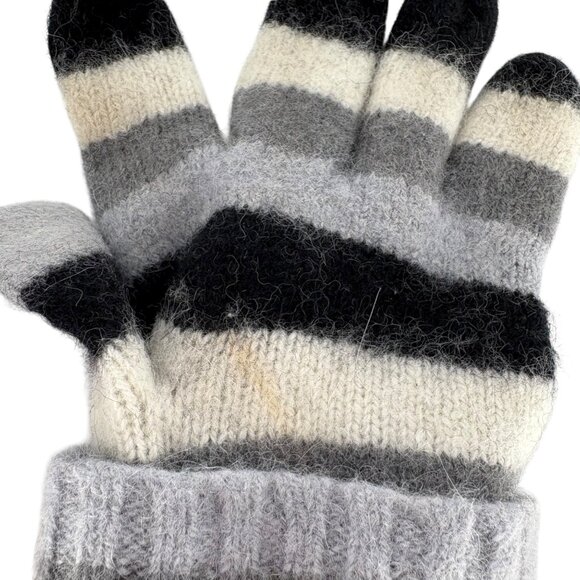 Ann Taylor Loft Striped Gloves Wool Viscose Rabbit Hair Cashmere Blend Womens - Picture 3 of 5
